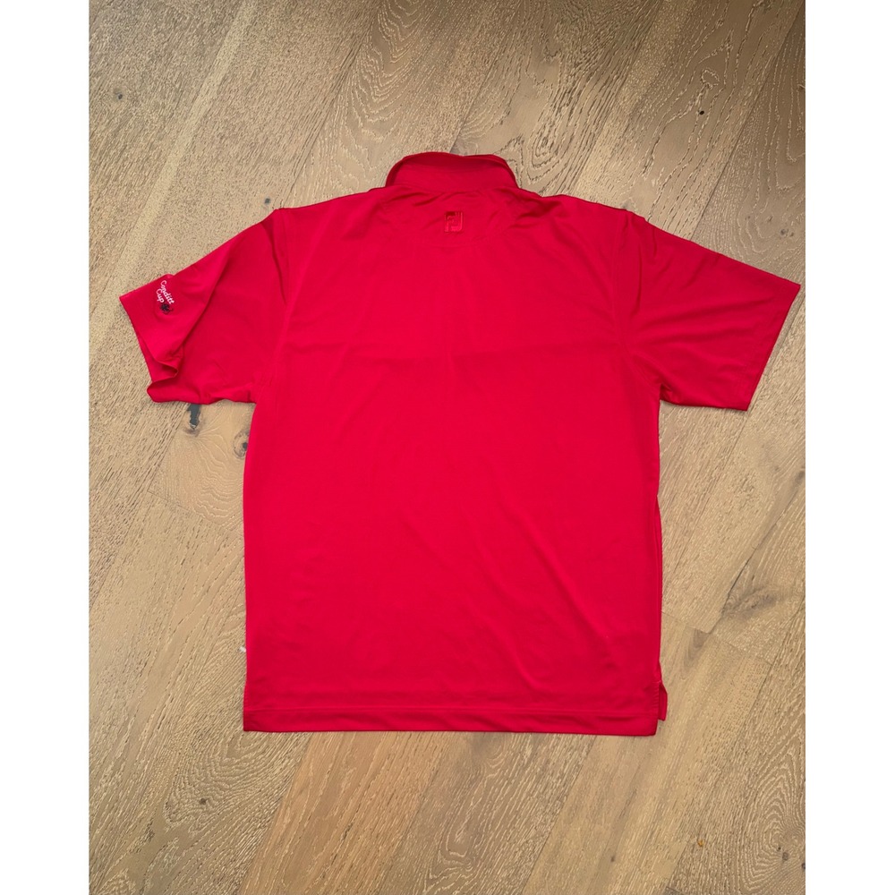 FootJoy Mens XL Red Performance Golf Polo Shirt Conditt Cup Striped Collar FJ - Picture 6 of 7